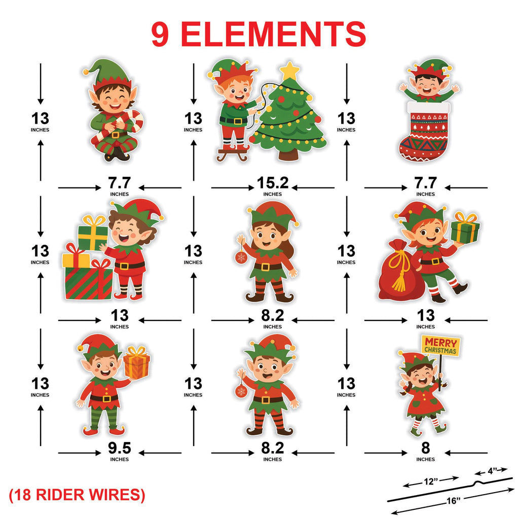 Christmas Elf Yard Signs, Cute Outdoor Lawn Decorations with Stakes, Holiday Elf Garden Pathway Patio Christmas Party Winter Xmas Décor
