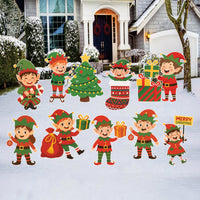 Christmas Elf Yard Signs, Cute Outdoor Lawn Decorations with Stakes, Holiday Elf Garden Pathway Patio Christmas Party Winter Xmas Décor