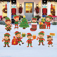 Christmas Elf Yard Signs, Cute Outdoor Lawn Decorations with Stakes, Holiday Elf Garden Pathway Patio Christmas Party Winter Xmas Décor