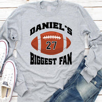 Custom Football Long Sleeve Shirt, Your Name Biggest Fan Tee, Game Day Spirit Wear