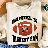 Custom Football Sweatshirt, Your Name Biggest Fan Tee, Game Day Spirit Wear Sweatshirt