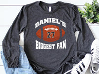 Custom Football Long Sleeve Shirt, Your Name Biggest Fan Tee, Game Day Spirit Wear