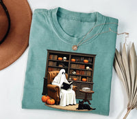 Halloween Ghost Book Reading Shirt, Retro Bookish Halloween Shirt, Boo Ghost School Tee