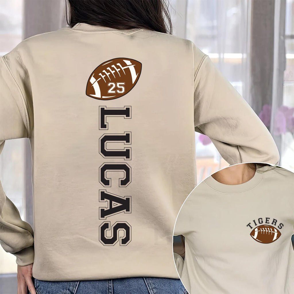 Custom Football Sweatshirt, Personalized Football Shirt with Number, Football Mom Sweatshirt, Front Back