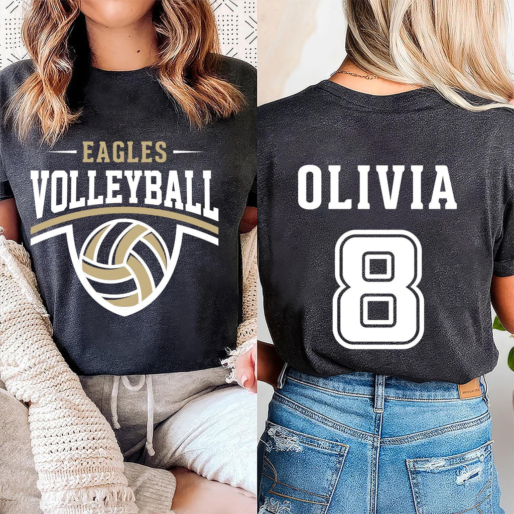 Custom Volleyball Team Name and Number Shirt, Volleyball Mom Shirt, Volleyball Team Tee, Front Back