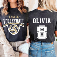 Custom Volleyball Team Name and Number Shirt, Volleyball Mom Shirt, Volleyball Team Tee, Front Back