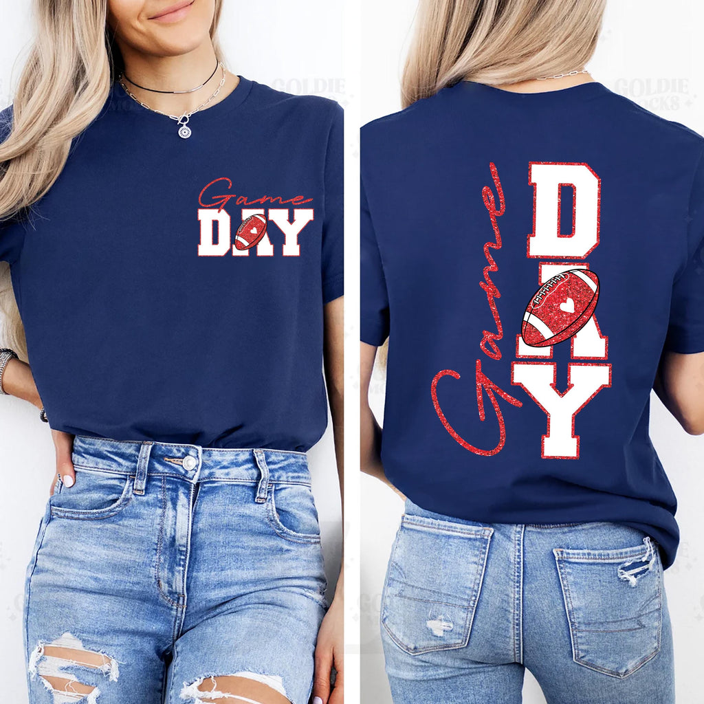 Game Day Football Shirt, Football Season Shirt, Mom Football Tee, Front Back