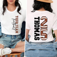 Football Mascot Name Shirt with Kids Name and Number, School Mascot Name Football Shirt, Front Back