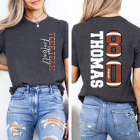 Football Mascot Name Shirt with Kids Name and Number, School Mascot Name Football Shirt, Front Back