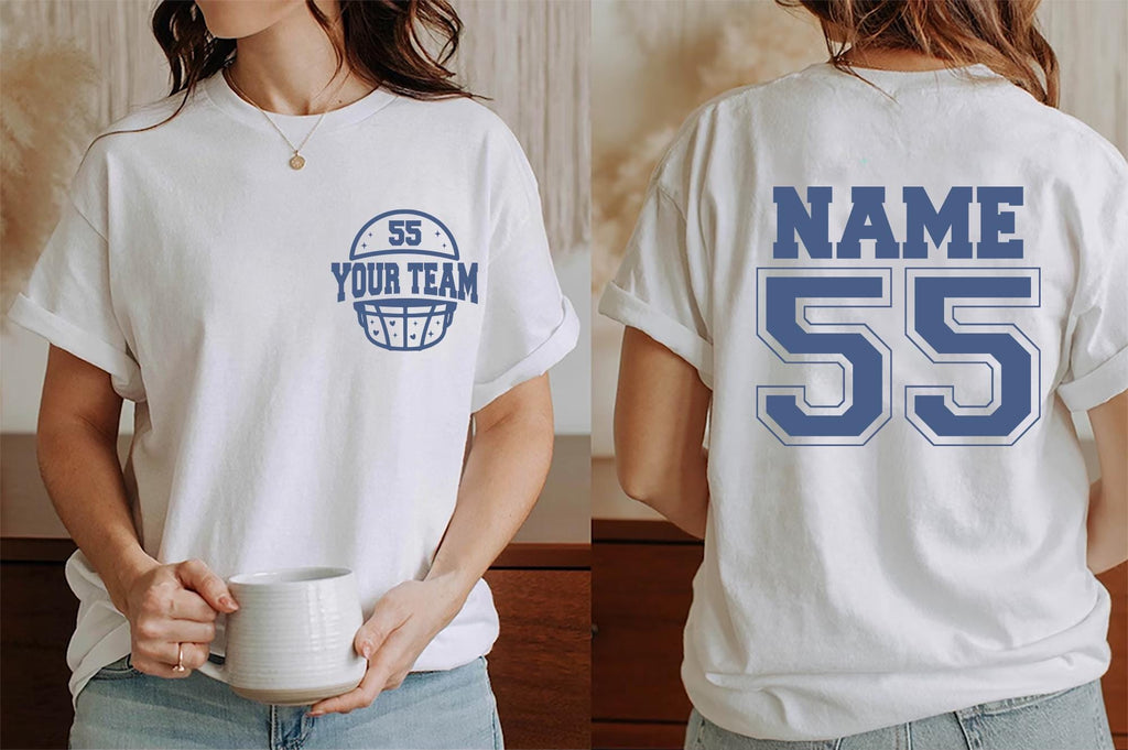 Custom Football Shirt, Your Number Football Shirt, Game Day Tee, Two Sided