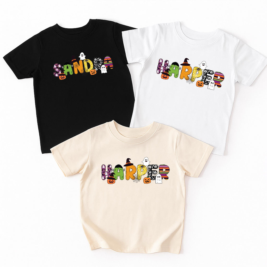 Custom Kids Halloween Name Shirt, Toddler Spooky Tee, Kindergarten Halloween Shirt With Name, Personalized Unisex Shirt, Halloween Gifts