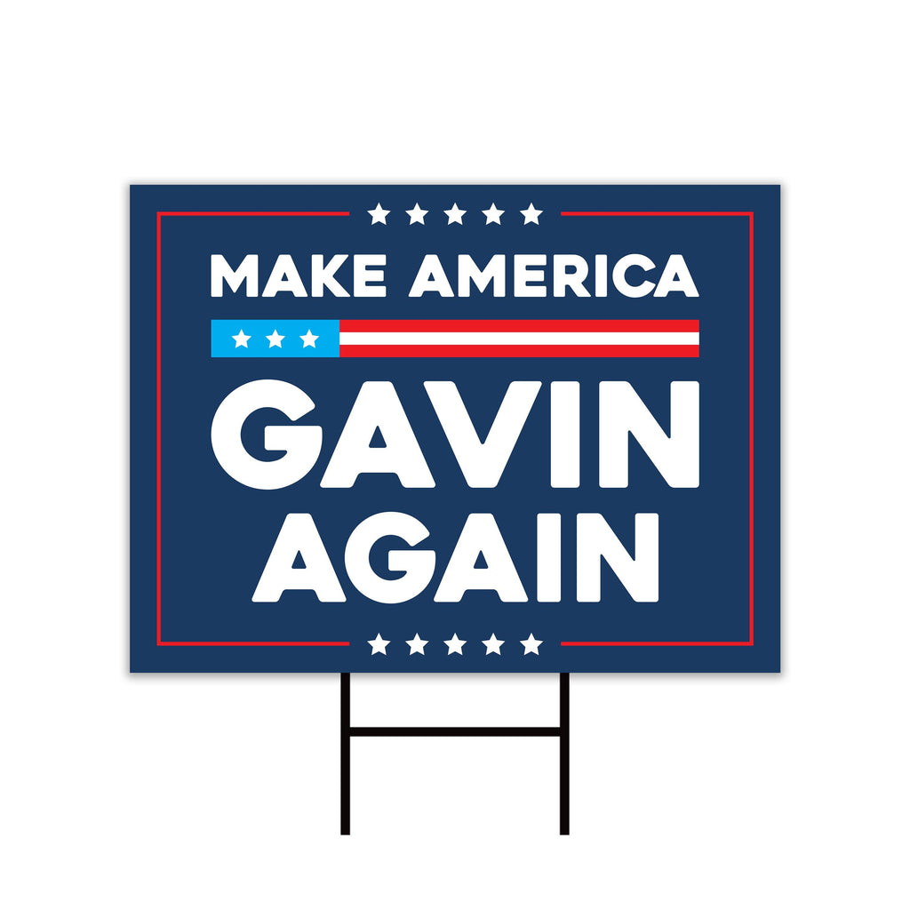 Make America Gavin Again Yard Sign, Gavin Newsom for President, Newsom 2028 Campaign Sign, Democratic Political Yard Sign with Metal H-Stake