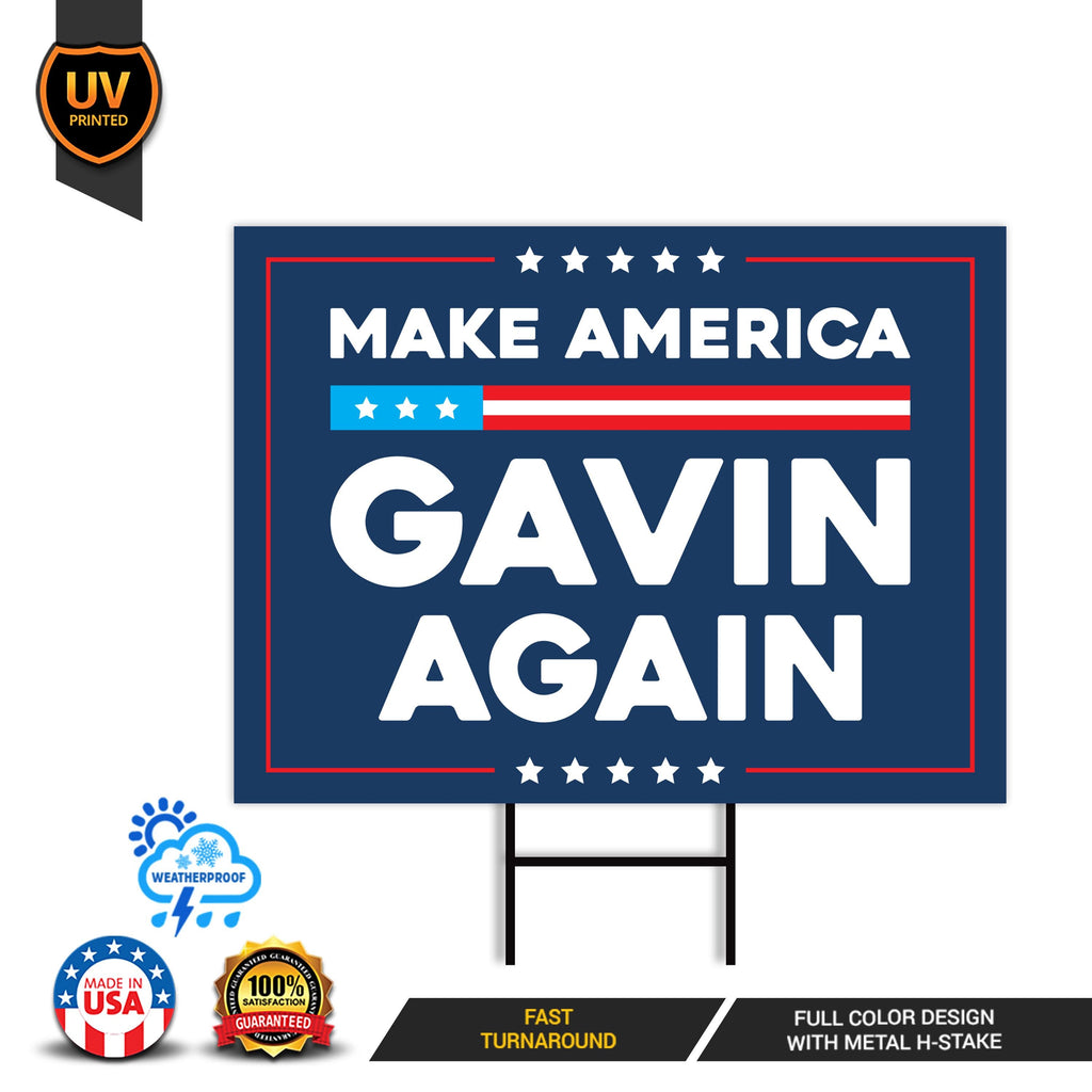 Make America Gavin Again Yard Sign, Gavin Newsom for President, Newsom 2028 Campaign Sign, Democratic Political Yard Sign with Metal H-Stake