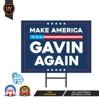 Make America Gavin Again Yard Sign, Gavin Newsom for President, Newsom 2028 Campaign Sign, Democratic Political Yard Sign with Metal H-Stake