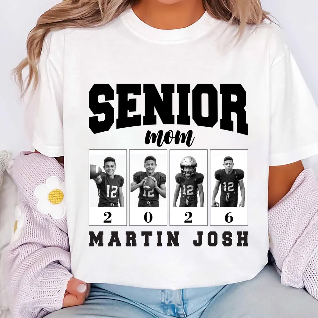 Custom Senior Football Mama Shirt, Custom Photo Mom Shirt, Senior Night Mom Tee