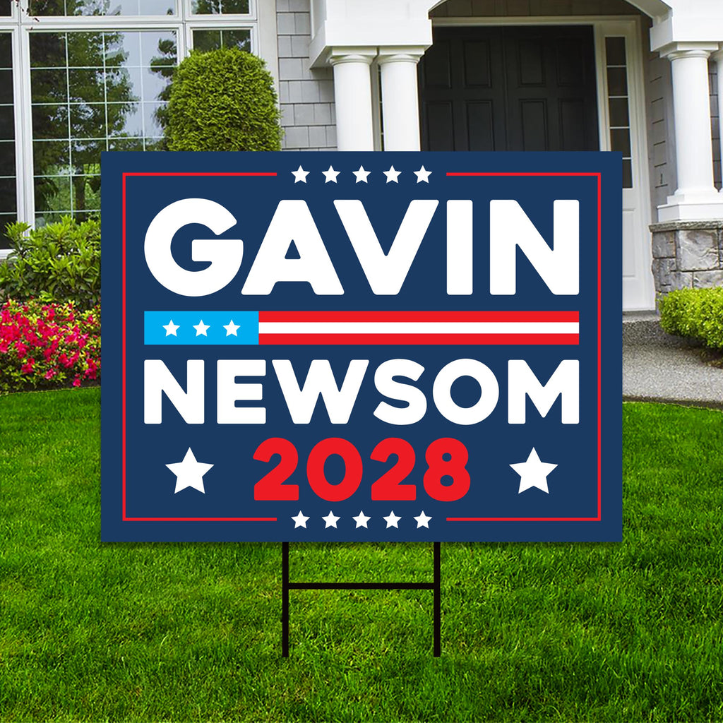 Make America Gavin Again Yard Sign, Gavin Newsom for President, Newsom 2028 Campaign Sign, Democratic Political Yard Sign with Metal H-Stake