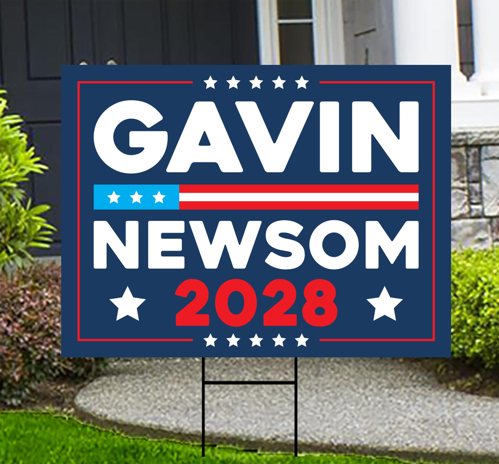 Make America Gavin Again Yard Sign, Gavin Newsom for President, Newsom 2028 Campaign Sign, Democratic Political Yard Sign with Metal H-Stake