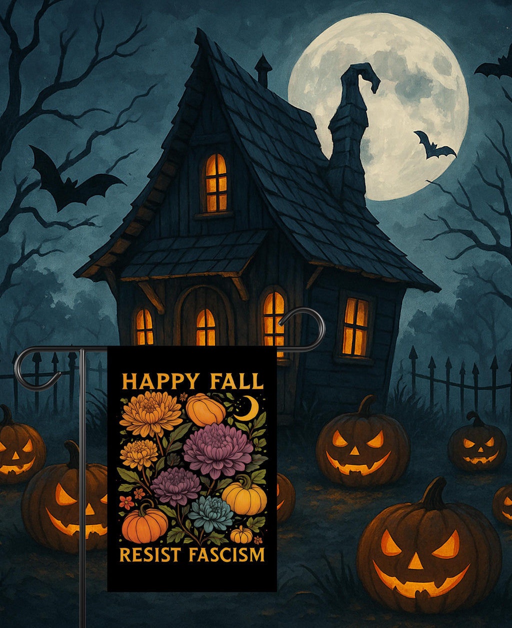 Resist Fascism Anti-Trump Halloween Garden Flag, Political Protest Flag, Resist Hate Flag, Anti-Trump Flag, Resist Racism Flag