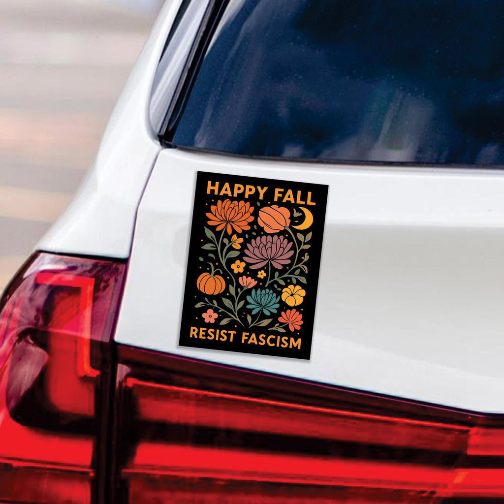 Anti-Trump Resist Fascism Halloween Fall Magnet, Resist Hate, Resist Racism Car Magnet, Resist Fascism Pumpkin Vehicle Magnet, 6" x 4.5"