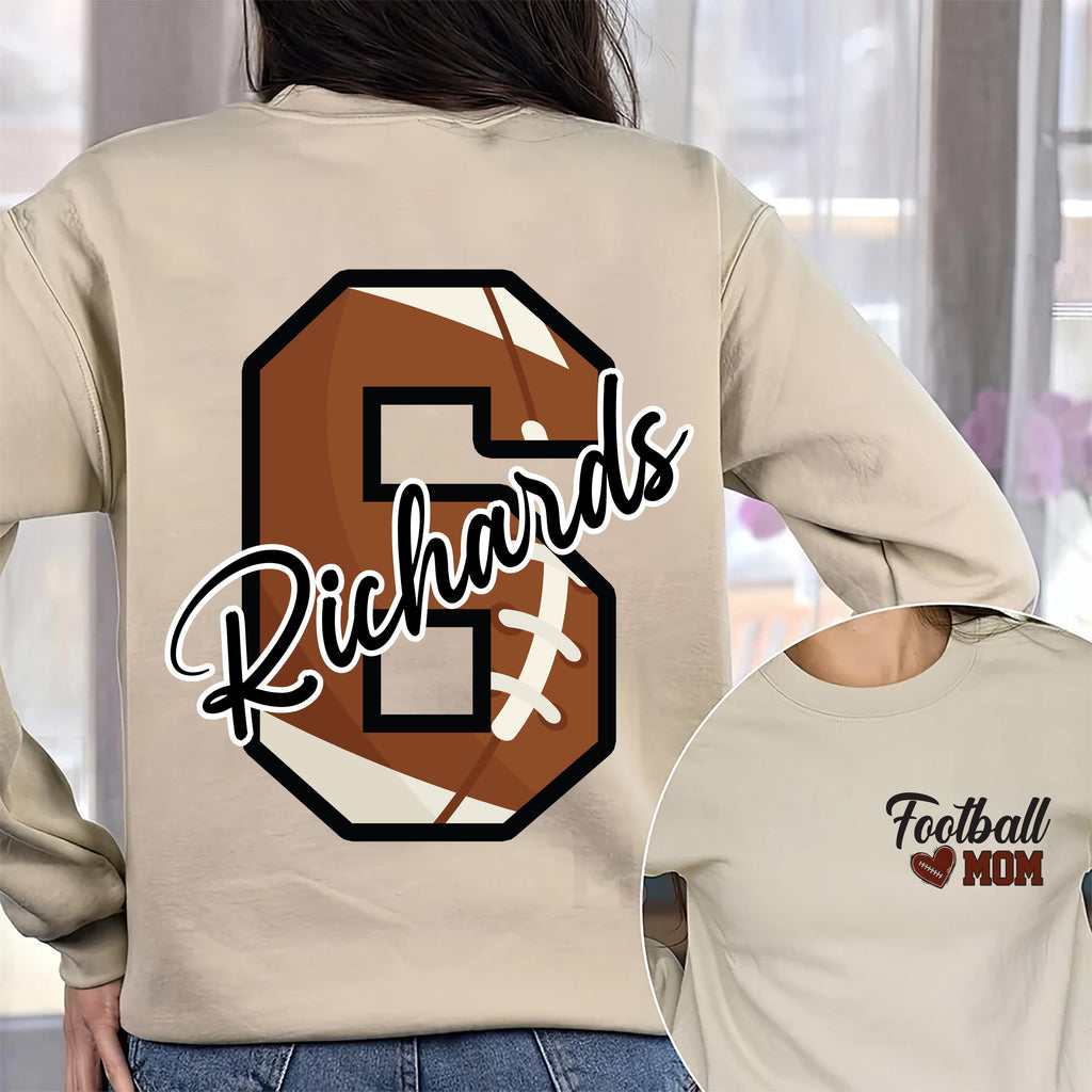 Personalized Football Mom Shirt, Football Mom Shirt With Kids Name & Number, Custom Football Mom Tee, Two Sided