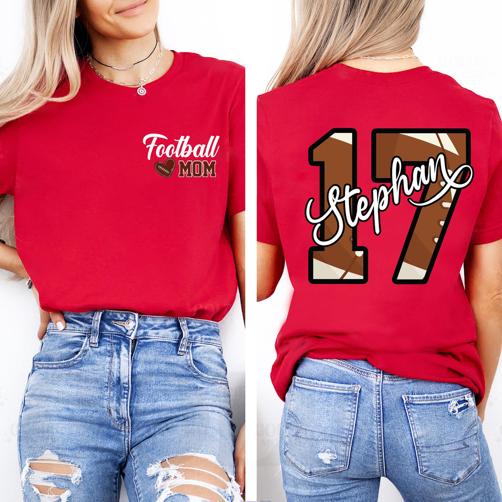 Personalized Football Mom Shirt, Football Mom Shirt With Kids Name & Number, Custom Football Mom Tee, Two Sided