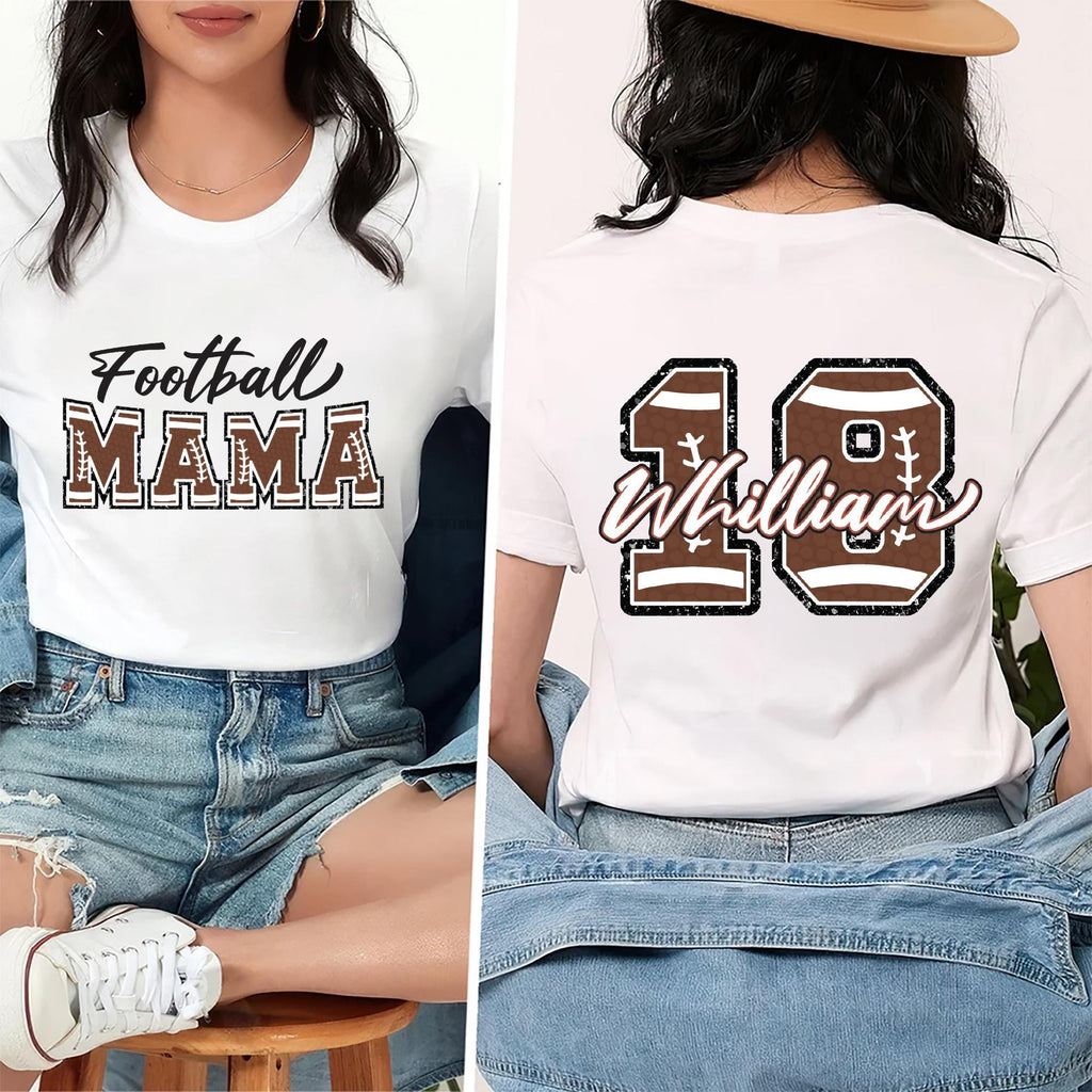 Personalized Football Mom Shirt, Custom Gameday Football Shirt, Football Mama Tee, Front Back