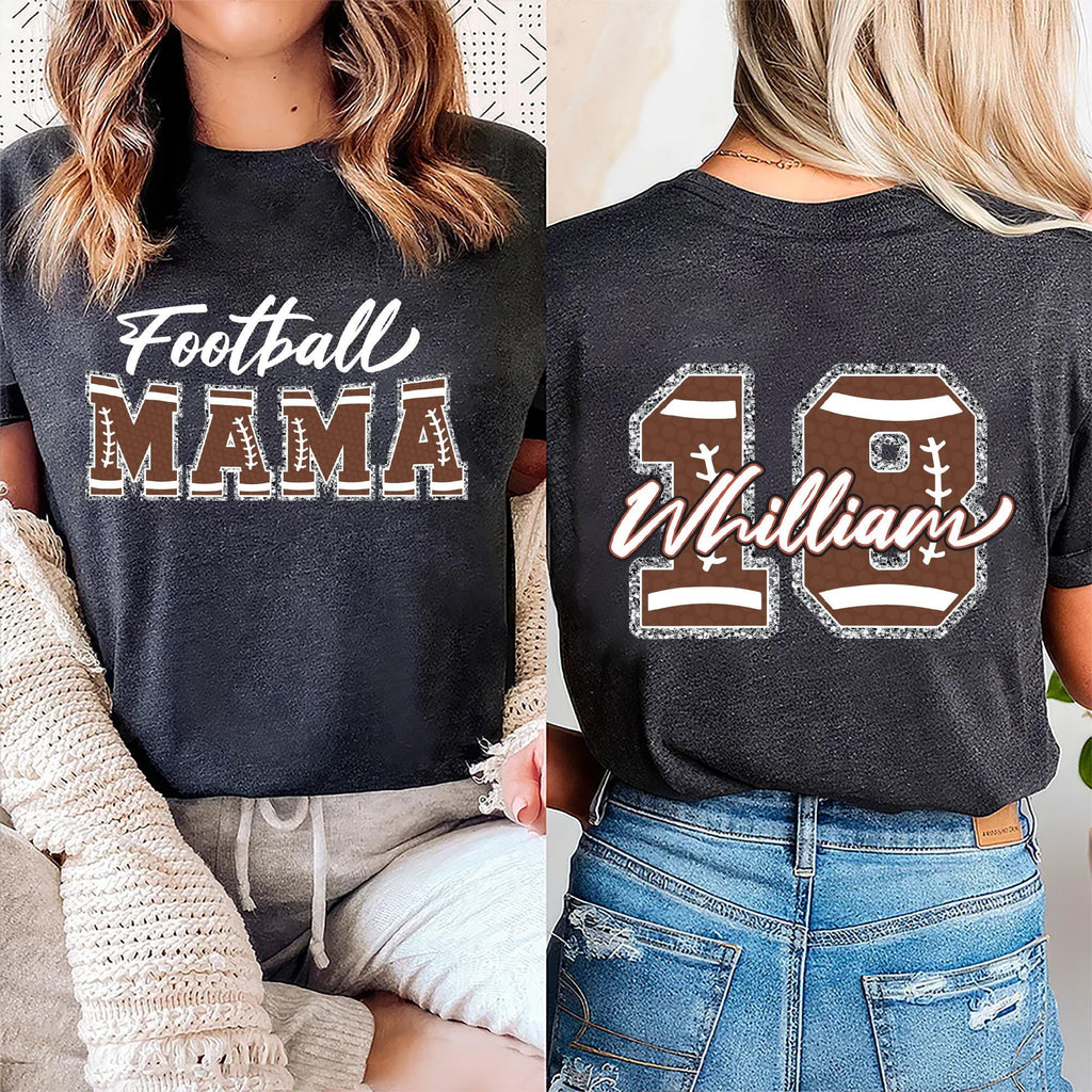 Personalized Football Mom Shirt, Custom Gameday Football Shirt, Football Mama Tee, Front Back