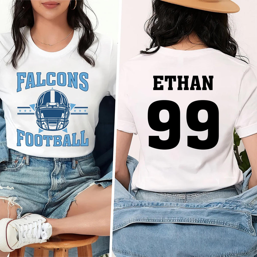 Retro Football Shirt, Personalized Name Number Mascot and Colors Shirt, Custom Game Day Team Tee, Front Back