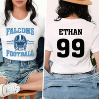 Retro Football Shirt, Personalized Name Number Mascot and Colors Shirt, Custom Game Day Team Tee, Front Back