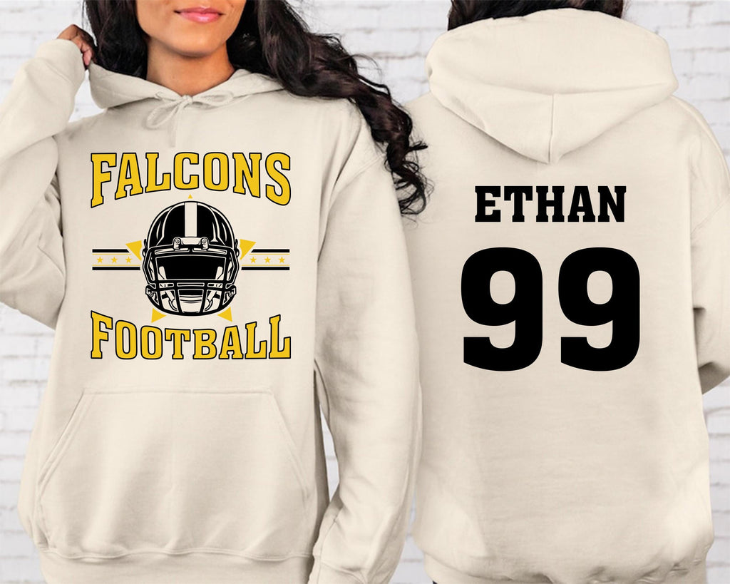 Retro Football Shirt, Personalized Name Number Mascot and Colors Shirt, Custom Game Day Team Tee, Front Back