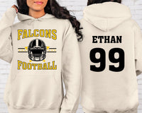 Retro Football Shirt, Personalized Name Number Mascot and Colors Shirt, Custom Game Day Team Tee, Front Back
