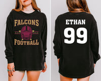 Retro Football Shirt, Personalized Name Number Mascot and Colors Shirt, Custom Game Day Team Tee, Front Back