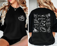 Custom Football Name Number Shirt, Coquette Football Mom Shirt, Game Day Apparel Tee, Front Back