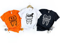 Personalized Halloween Tooth Shirt, Dental Squad Funny Shirt, Dental Hygienist Fall Tee