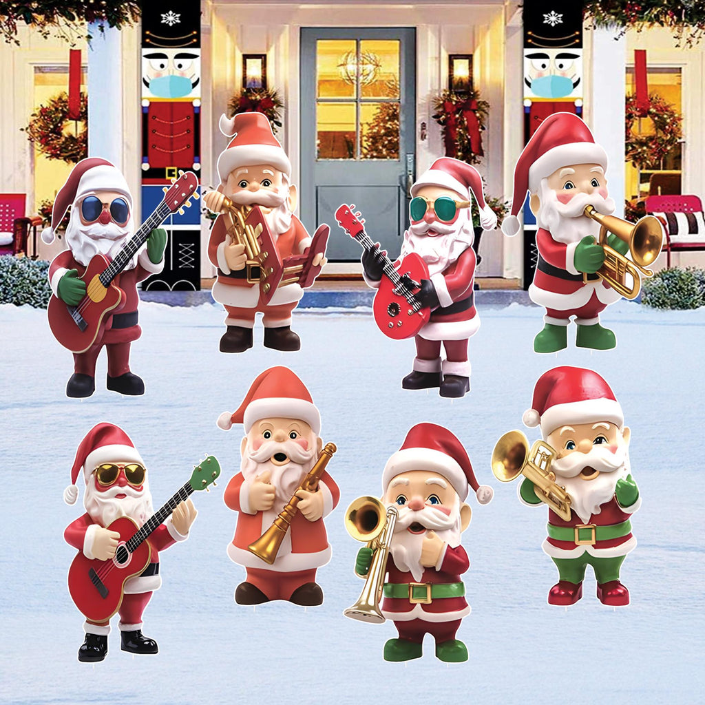 Santa Claus Christmas Yard Signs, Musical Outdoor Lawn Decorations with Stakes, Waterproof Holiday Garden Patio Pathway Xmas Décor