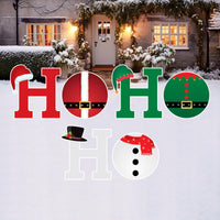 Ho Ho Ho Santa Snowman Elf Yard Signs, Outdoor Christmas Lawn Decorations with Stakes, Merry Xmas Holiday Garden Patio Pathway Décor