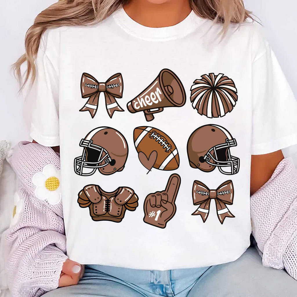 Custom Football Bow School Spirit Shirt, Football Mom Shirt, Football Grandparent Tee