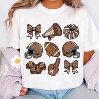 Custom Football Bow School Spirit Shirt, Football Mom Shirt, Football Grandparent Tee