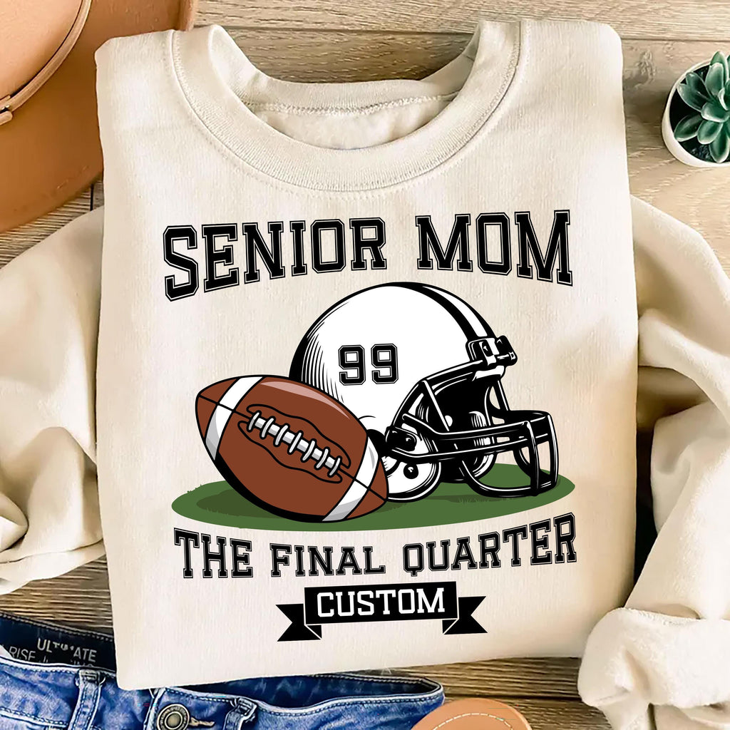 Senior Football Mom Sweatshirt, Custom Name and Number Shirt, Game Day Sweatshirt