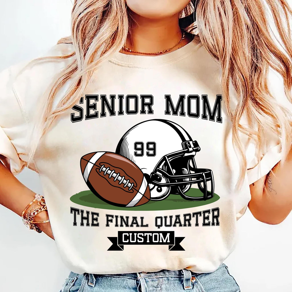 Senior Football Mom Shirt, Custom Name and Number Shirt, Game Day Tee
