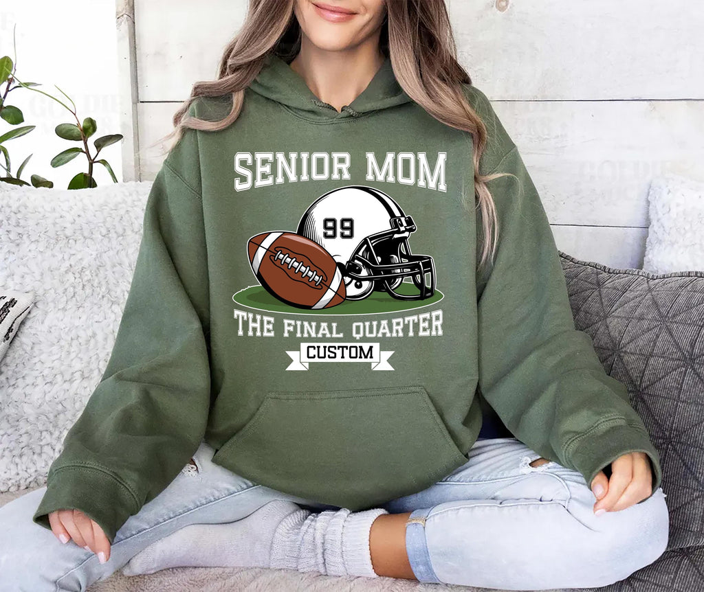 Senior Football Mom Hoodie, Custom Name and Number Shirt, Game Day Hoodie