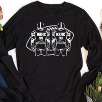 Two Football Players Long Sleeve Shirt, Personalized Team Name Football Shirt, Custom Family Game Day Tee