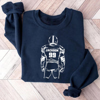 Football Player Silhouette Sweatshirt, Custom Name and Number Shirt, Personalized Sports Sweatshirt