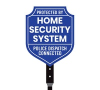 Protected by Home Security System Yard Sign with 16" Stake, Shield Shape Rust-Free Aluminum Warning Sign, UV Protected Outdoor Alarm Sign