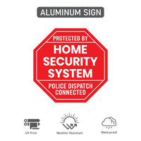 3 Pack Protected by Home Security System Yard Sign with 16" Stake, Octagon Shape Rust-Free Aluminum Warning Sign, UV Protected Outdoor Sign