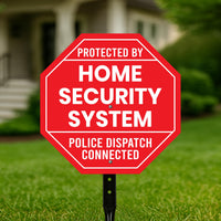 3 Pack Protected by Home Security System Yard Sign with 16" Stake, Octagon Shape Rust-Free Aluminum Warning Sign, UV Protected Outdoor Sign