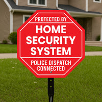 3 Pack Protected by Home Security System Yard Sign with 16" Stake, Octagon Shape Rust-Free Aluminum Warning Sign, UV Protected Outdoor Sign