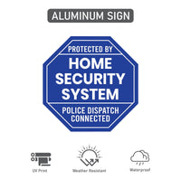 2 Pack Protected by Home Security System Yard Sign with 16" Stake, Octagon Shape Rust-Free Aluminum Warning Sign, UV Protected Outdoor Sign