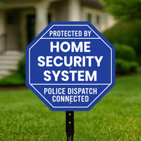 2 Pack Protected by Home Security System Yard Sign with 16" Stake, Octagon Shape Rust-Free Aluminum Warning Sign, UV Protected Outdoor Sign