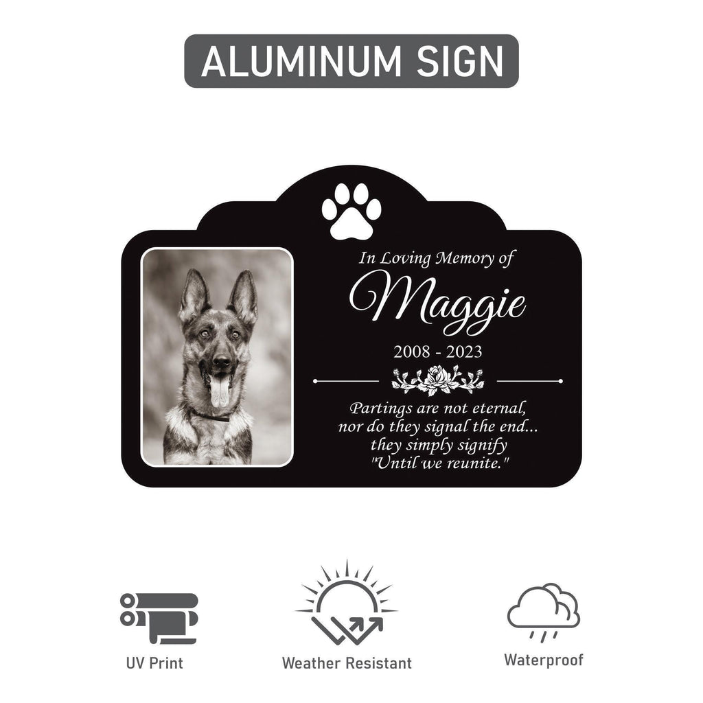 Custom Dog Loss Memorial Yard Sign with 16" Stake, Personalized Pet Grave Marker with Photo, Rust-Free Aluminum Tribute Remembrance Plaque